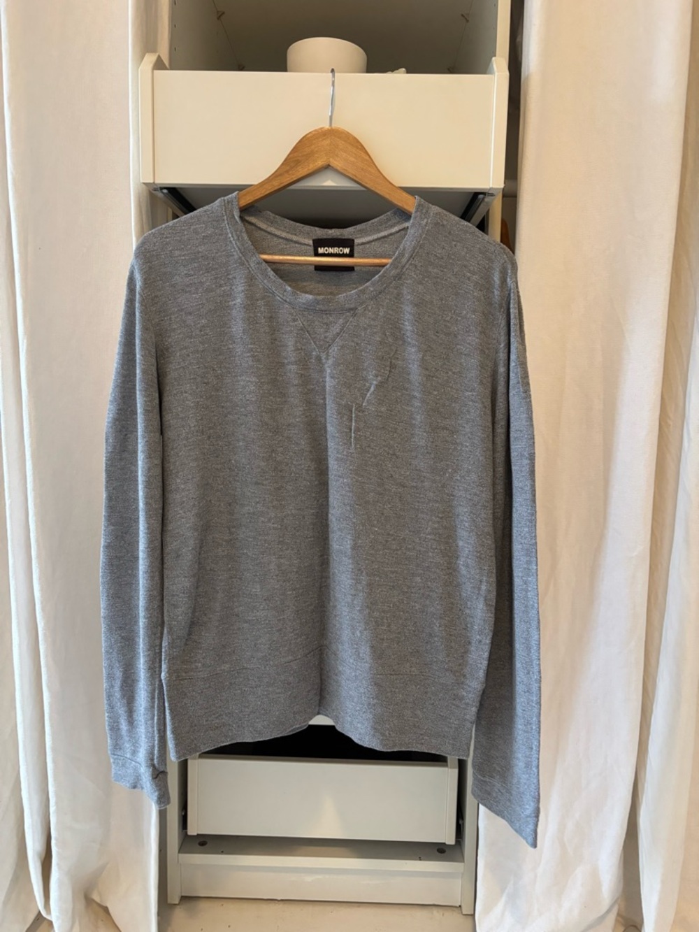 MONROW Heather Gray Crewneck Sweatshirt lightweight